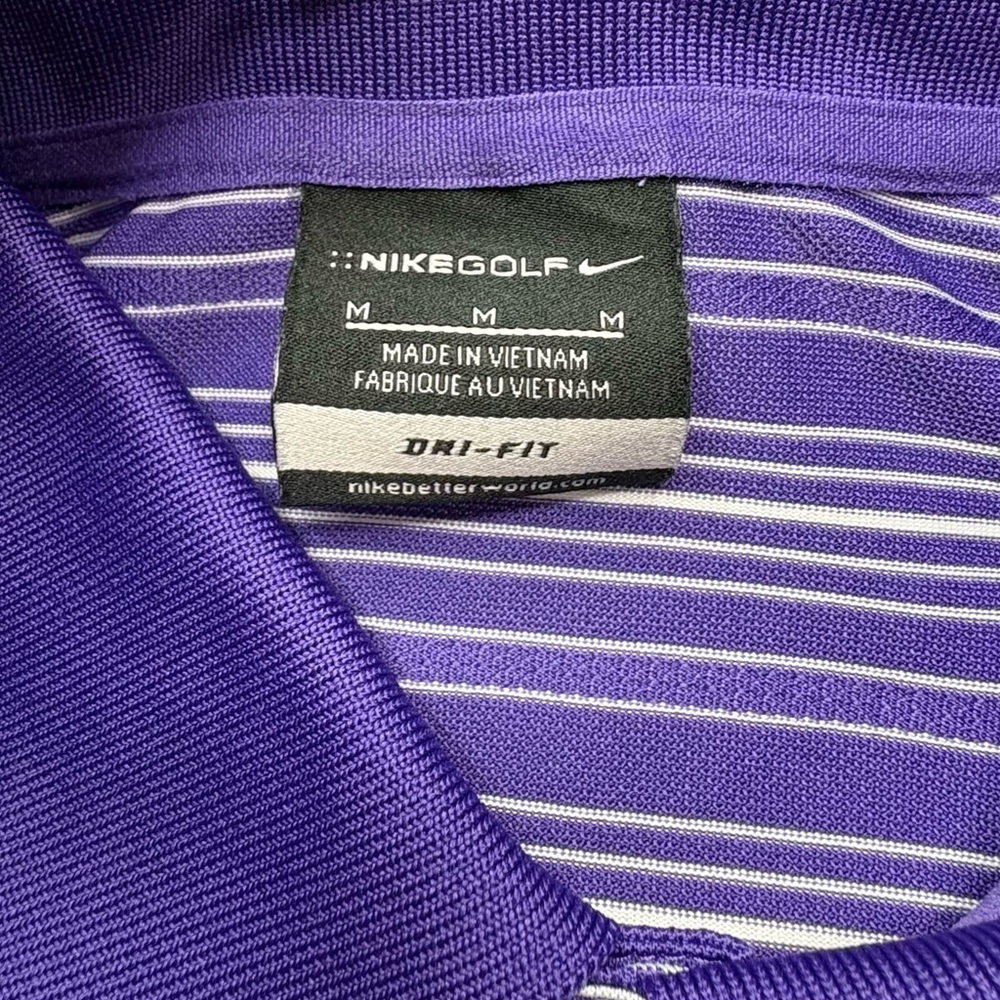 Men’s Nike Golf Shirt | Medium | Purple & White Stripes - Picture 3 of 6